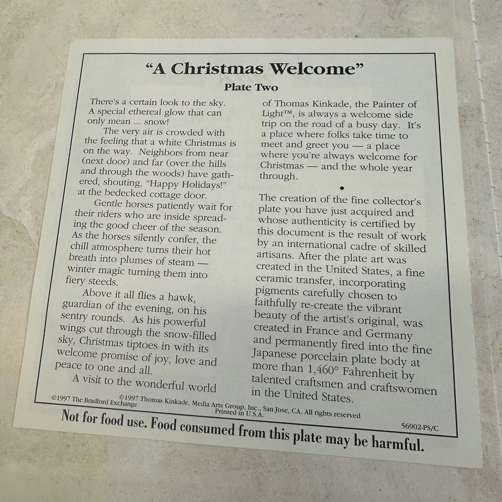 Thomas Kinkade Our Family Christmas Memories Book C.R. Gibson with Box & COA